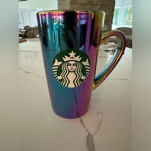Starbucks Coffee Mug 16oz Rainbow Holographic Iridescent Oil Slick 2022 Holiday